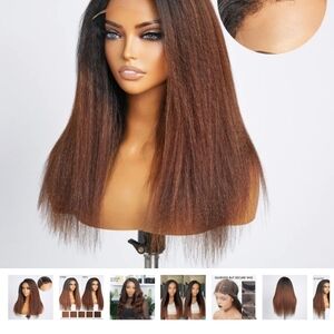 Kinky NEW Straight , 4C Edges, 5X5 Closure Lace Gluless Wig 18" LUVME